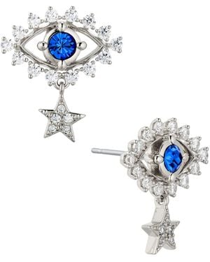 AJOA Ava Nadri Cubic Zirconia And Crystal Stone Evil Eye Earrings - Blue