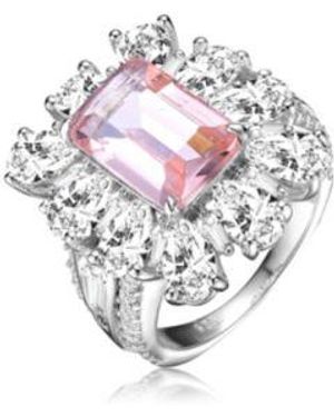 Genevive Jewelry Sterling Silver White Gold Plated Colored Cubic Zirconia Cocktail Ring