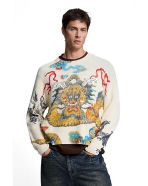 Desigual Japan Print Sweater - Gray