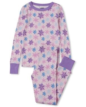 Lands' End Kids Long Sleeve Top And Bottom Snug Fit Pajama Set - Purple