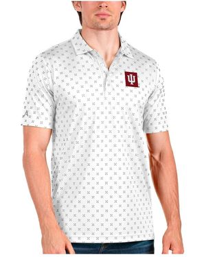 Antigua White/steel Indiana Hoosiers Spark Polo Shirt