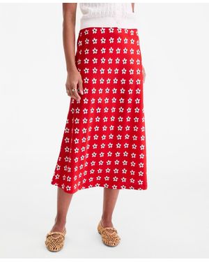 On 34th Printed Midi Slip Skirt - Red