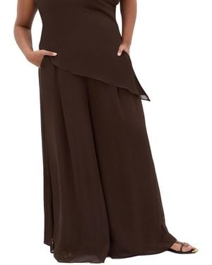 City Chic Plus Size Skyla Wide Leg Pant - Brown