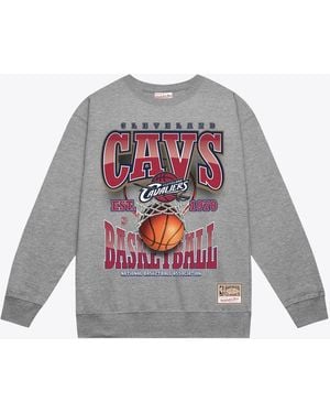 Mitchell & Ness Cleveland Cavaliers Hardwood Classics Tri 2.0 Crewneck Sweatshirt - Gray