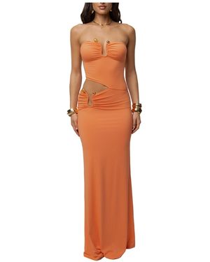 JLUXLABEL Sun-kissed Glow Maxi Strapless-cutout Dress - Orange