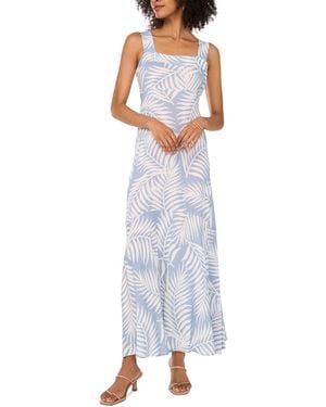 Vince Camuto Tropical-print Smocked Back Tiered Sleeveless Maxi Dress - White