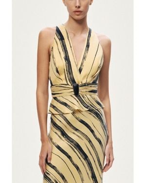 Nocturne Printed Sleeveless Blouse - Metallic
