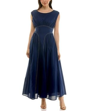 Taylor Sleeveless Shirred Dress - Blue