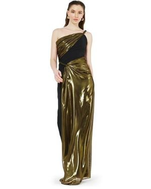 Amiri Braided Strap One Shoulder Metallic Drape Dress - Black