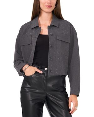 Vince Camuto Cropped Button-up Shirt Jacket - Gray