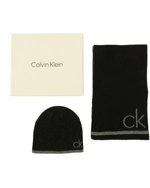 Calvin Klein 2-piece Fuzzy Scarf And Hat Set - Black