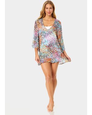 Anne Cole Bell-sleeve Flounce Swim Tunic - Blue