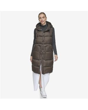 Andrew Marc Kerr Horizontal Rail Quilted Matte Shell Puffer Vest - Brown