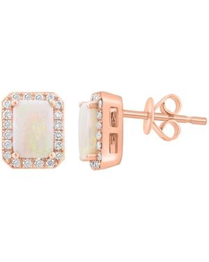 Effy Diamond And Opal Stud Earrings (1/4 Ct. T.w. Diamond - Pink