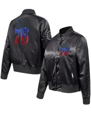 Pro Standard Philadelphia 76ers Jeweled Satin Full-snap Jacket - Black