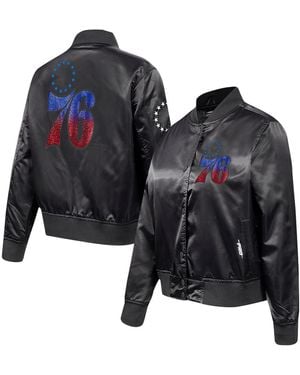 Pro Standard Philadelphia 76ers Jeweled Satin Full-snap Jacket - Black