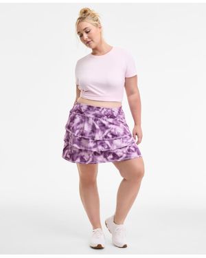 ID Ideology Plus Size Relaxed Smoky Dye Jersey Flounce Skort - Pink