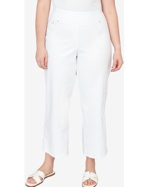 Ruby Rd. Plus Size Embroidered Stovepipe Pull On Jeans - White