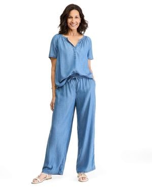 Style & Co. Chambray Pull On Wide-leg Pants - Blue