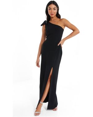 Quiz One-shoulder Bow Detail Maxi Dress - Blue