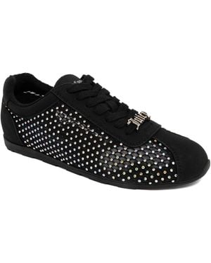 Juicy Couture Flirt Rhinestone Mesh Lace-up Sneakers - Black