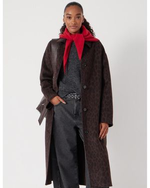 Hush Edie Pure Wool Leopard Double Faced Coat - Blue