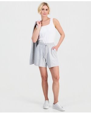 Style & Co. Petite Luxsoft French Terry Raw-hem Knit Shorts - White