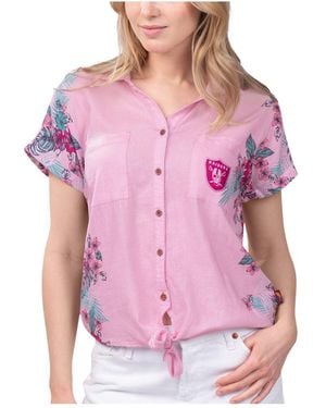 Margaritaville Las Vegas Raiders Stadium Tie-front Button-up Shirt - Pink