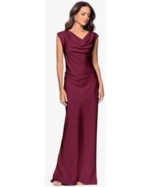 Betsy & Adam Petite Cowl Neck Gown - Red