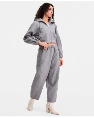 BarIII Felt Barrel-leg Drawstring Pants - Gray