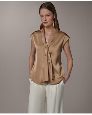 Donna Karan Petite V-neck Top - Brown