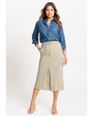 Olsen Midi Cargo Skirt - Natural