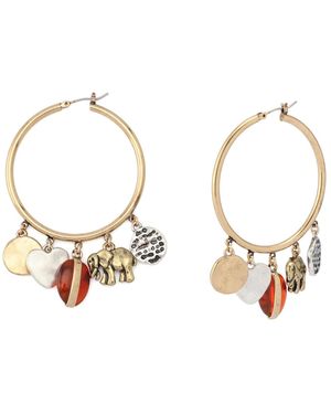 Robert Lee Morris Faux Stone Heirloom Charms Hoop Earrings - Metallic