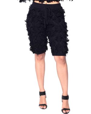 DAI MODA Fusion Pull On Sweater Shorts - Blue