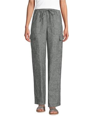 Lands' End High Rise Drawstring Linen Cargo Pants - Multicolor