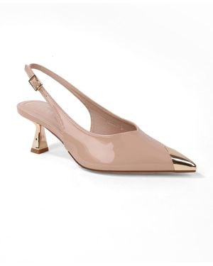 BERNESS Patent Heels And Toe Cap Slingback Pumps - Pink