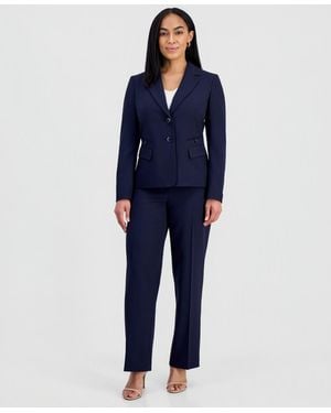 Le Suit Four-pocket Jacket & Fly-front Wide-leg Pants Suit - Blue
