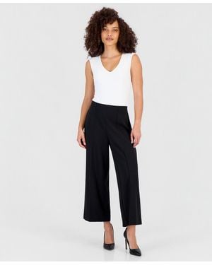 Anne Klein Essentials Petite Seamed Cropped Pull-on Pants - Blue