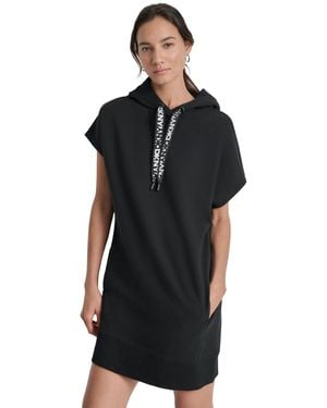 DKNY Sport Logo-string Hoodie Sneaker Dress - Black