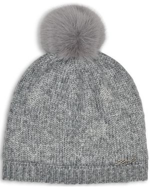 KARL LAGERFELD Studded Star Detail Beanie - Gray