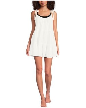 Lands' End Cotton Gauze Tiered Mini Cover-up Dress - White