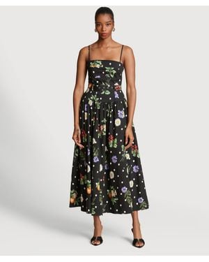 Avec Les Filles Drop Waist Belted Midi Dress - Black