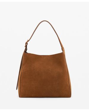 Mango Large Suede Shopper Bag - Brown