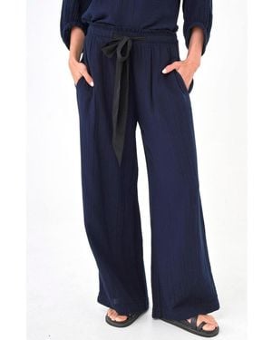 ocean + main Ocean+main Ocean+main Gauze Palazzo Pant - Blue
