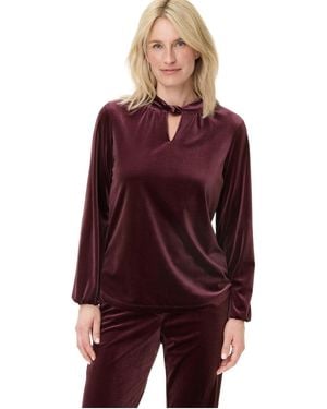 Olsen Velvet Peekaboo Top - Red