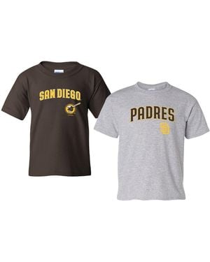 Soft As A Grape Big Boys And Girls Brown/heather Gray San Diego Padres 2-pack Logo T-shirt Set - Black