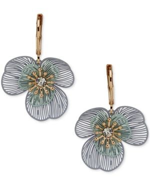 Lonna & Lilly Gold-tone Layered Flower Drop Earrings - Metallic