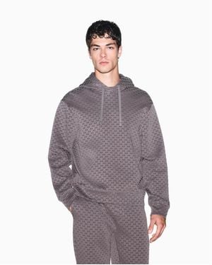 ARMANI EXCHANGE | Bonded Cotton Flocked Ll Over Logo Hoodie Swetshirt - Gray
