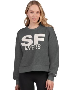 Starter San Francisco 49ers Show Up Cropped Fleece Pullover Sweatshirt - Gray