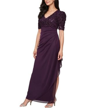 Alex Evenings Petite Empire Waist Dress - Purple